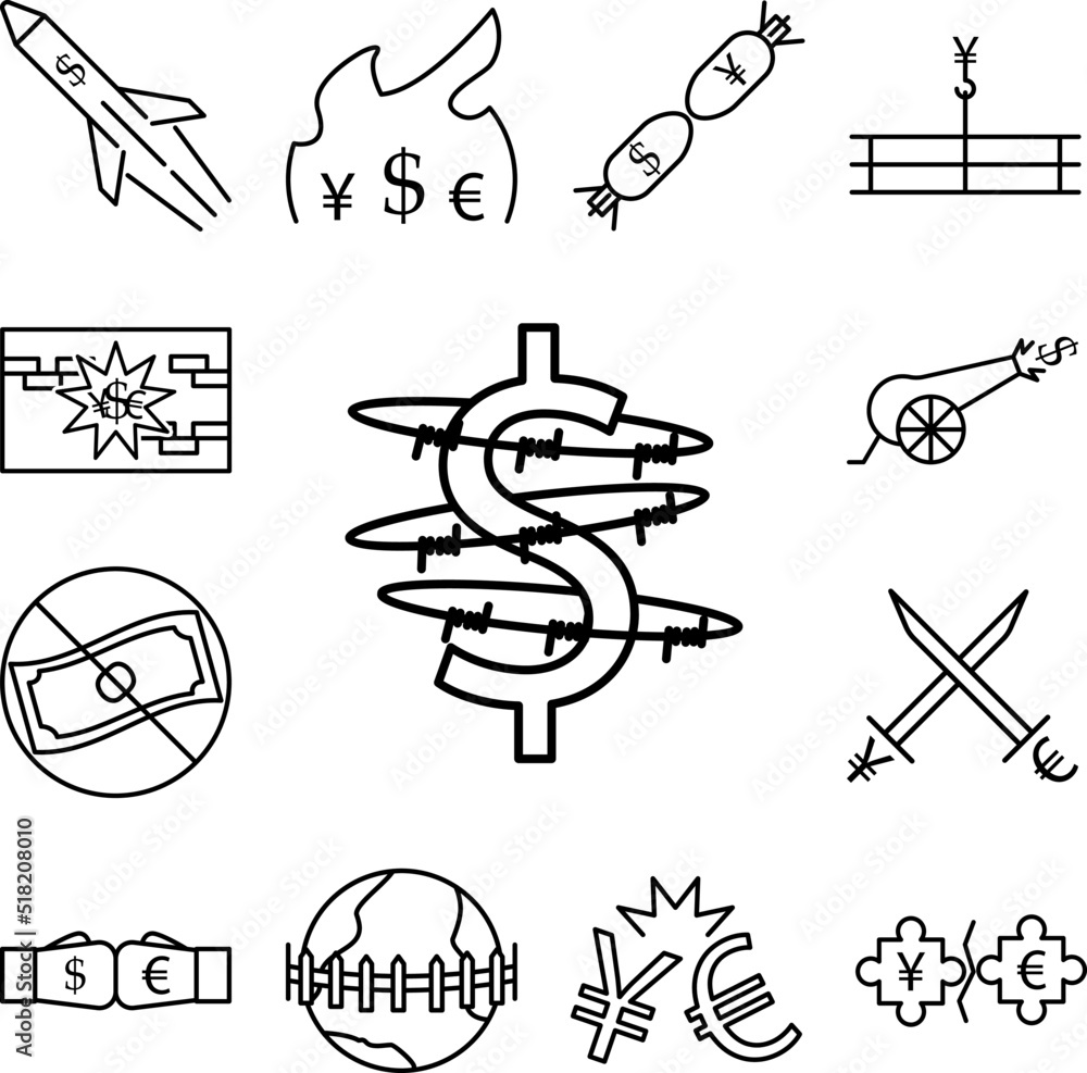 Poster wire on dollar sign outline style icon in a collection with other items