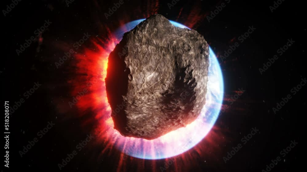 Canvas Prints asteroid in outer space. earth planet. realistic 4k animation.