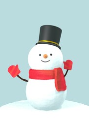 赤いマフラーをつけた雪だるま