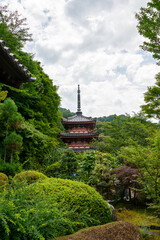 Three‐storied pagoda of Mimuroto temple in Uji, Kyoto, Japan