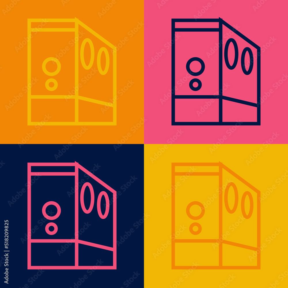 Poster pop art line case of computer icon isolated on color background. computer server. workstation. vecto
