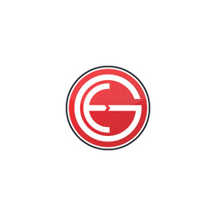 logo consisting of the letters g and e in a red circle