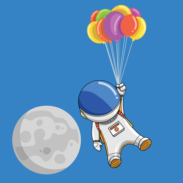 Floating Astronaut With Balloons 