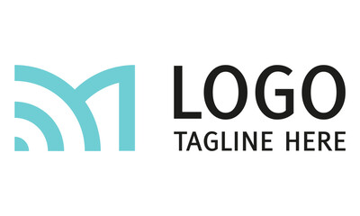 Light Blue Letter M Communicator Logo Design