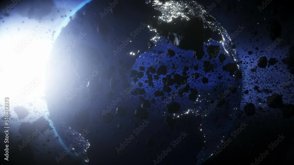 Canvas Prints asteroid in outer space. earth planet. realistic 4k animation.