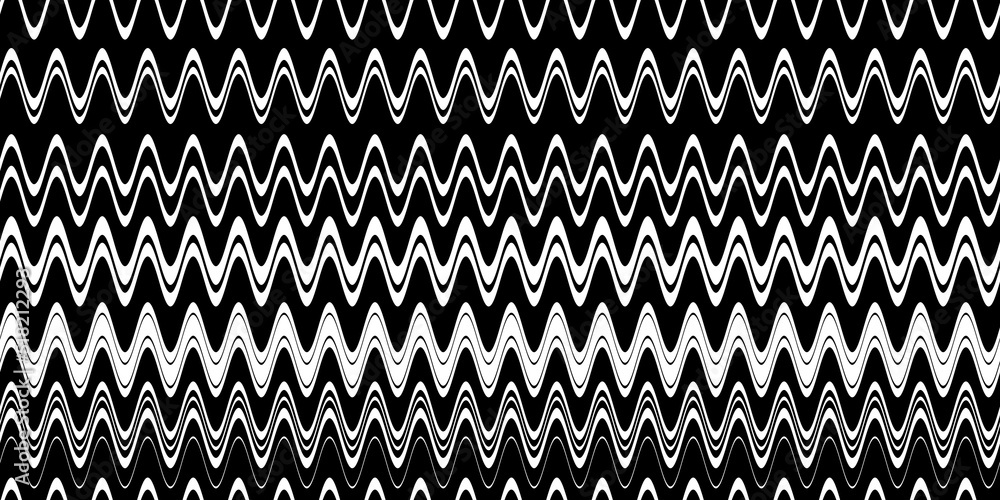 Aufkleber seamless retro sea wave pattern in black and white monochrome greyscale. tileable horizontal wavy st