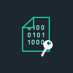 Encrypted Binary File with Key Computer Cyber Cryptography Icon Vector Illustration - obrazy, fototapety, plakaty