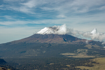 Fototapeta na wymiar panoramic volcano popocatepetl in mexico