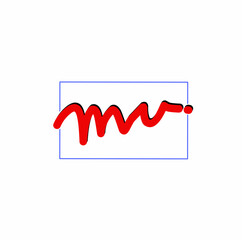 Mu um handwriting logo isolated on white background