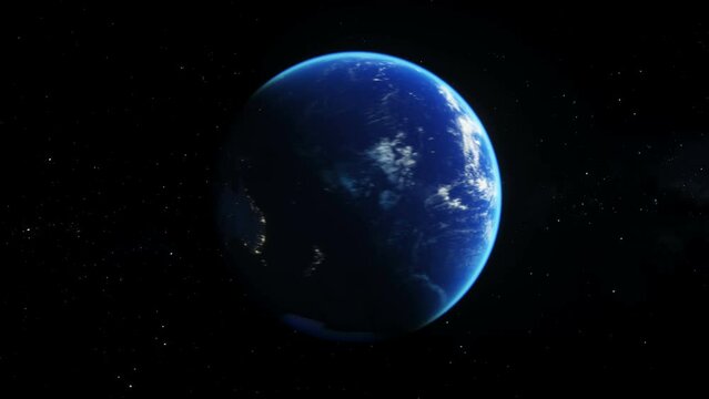 The Earth planet in outer space. Realistic 4k animation.