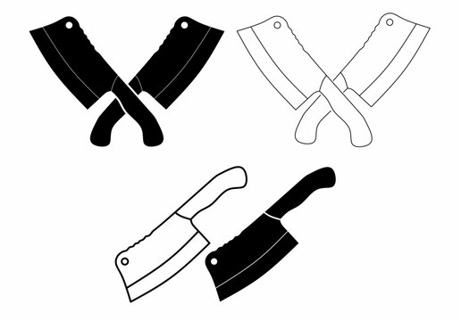 butcher knife icon logo isolated on white background