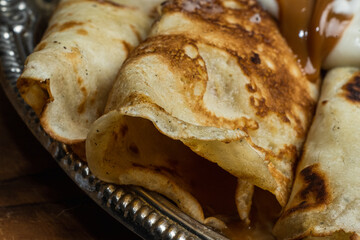pancake with dulce de leche and cream