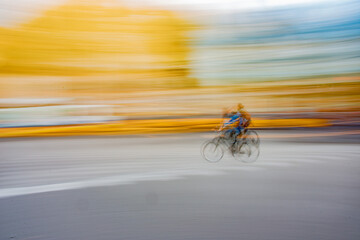 Fototapeta na wymiar mountain bike racing motion blur