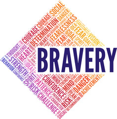 Bravery word cloud conceptual design isolated on white background.