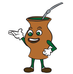 Chimarrão mascot making presentations. Mate drink character vector illustration. isolated on white background