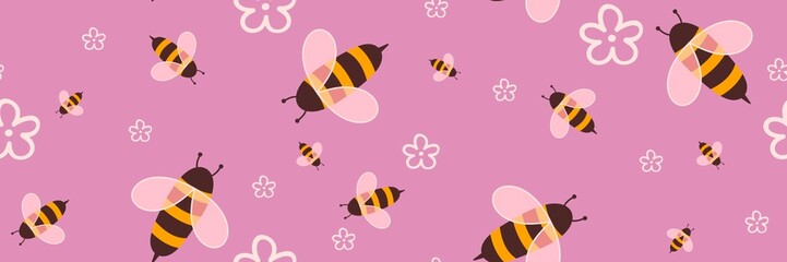 Kids seamless bee pattern for fabrics and packaging and gifts and cards and linens and wrapping paper