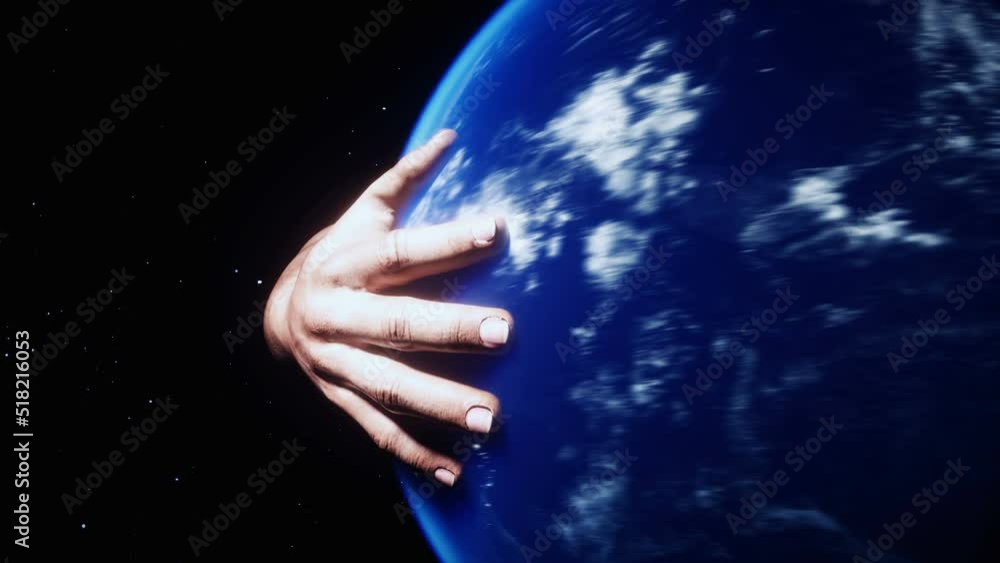 Wall mural the earth planet in hands. outer space. realistic 4k animation.