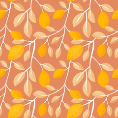 Summer citrus seamless lemon and leaves pattern for clothes print and wrapping paper and notebooks and kids