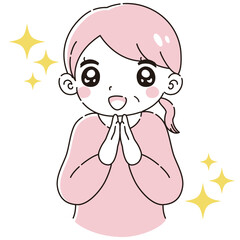 ときめくシニア女性のイラスト