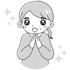 ときめくシニア女性のイラスト