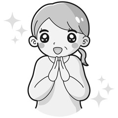 ときめくシニア女性のイラスト