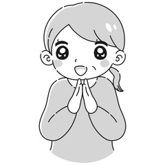 ときめくシニア女性のイラスト