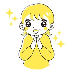 ときめくシニア女性のイラスト