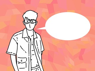 cute man cartoon on color background