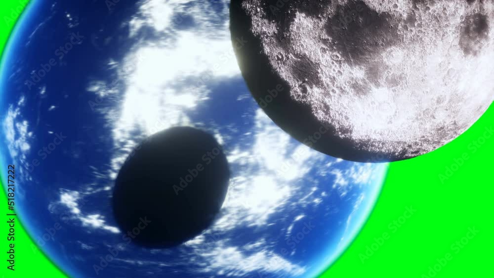 Canvas Prints moon eclipse in outer space. green screen 4k footage.