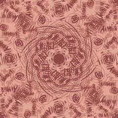 Symmetric wallpaper, table matt geometric floral designs-red