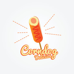 Delicious Corndog With Ketchup Flat Color for Food Icon Symbol and Logo Vector Design