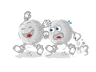 rock play chase cartoon. cartoon mascot vector