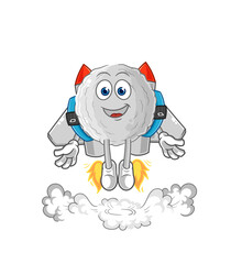 rock with jetpack mascot. cartoon vector