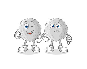 rock thumbs up and thumbs down. cartoon mascot vector