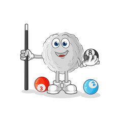 rock plays billiard character. cartoon mascot vector