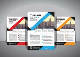 Business abstract vector template. Brochure design, cover modern layout, annual report, poster, flyer in A4 with colorful triangles, geometric shapes for tech, science, market with light background