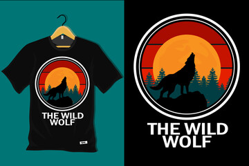 The Wild Wolf Retro Vintage T Shirt Design
