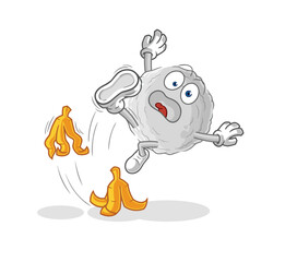 rock slipped on banana. cartoon mascot vector