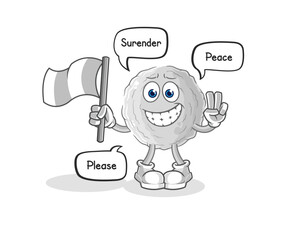 rock hold surrender flag mascot. cartoon vector
