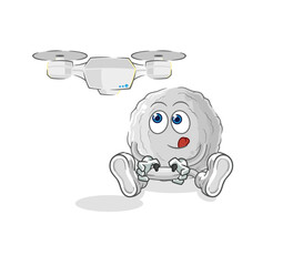 rock with drone character. cartoon mascot vector