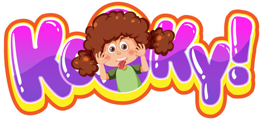 Obraz premium Kooky text word banner comic style with cartoon character expression