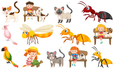 Obraz premium Set of various wild animals in cartoon style