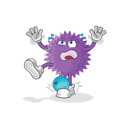 spiky ball hiten by bowling cartoon. cartoon mascot vector