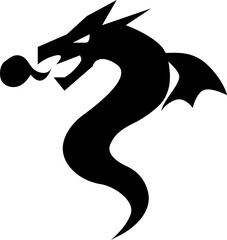 火を吐くドラゴンのシンプルなシルエットアイコン