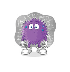 spiky ball thinking hard vector. cartoon character