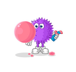 spiky ball chewing gum vector. cartoon character