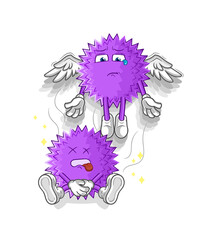 spiky ball spirit leaves the body mascot. cartoon vector
