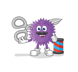 spiky ball photographer character. cartoon mascot vector