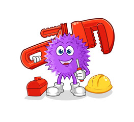 spiky ball angel with wings vector. cartoon character