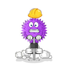 spiky ball racer character. cartoon mascot vector